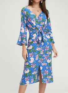 Abito donna Lulus taglia media blu floreale manica lunga - Foto 1 di 5