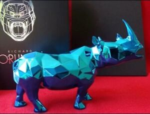 Richard Orlinski - Rhino Spirit Blue Certifié. Sculpture Et Boîte Neuves