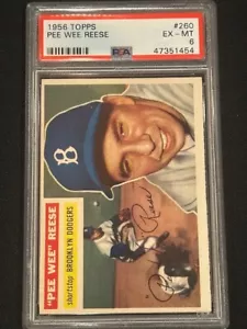 PEE WEE REESE 1956 Topps #260 Brooklyn Dodgers Baseball HOF - EX-MT PSA 6 - Picture 1 of 2