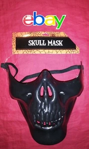 BLACK HARD SHELL HALF SKULL Adult DAY OF THE DEAD Halloween MASK Costume NEW - Picture 1 of 2
