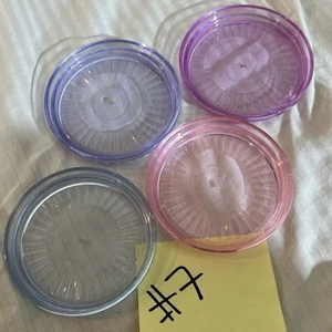 TUPPERWARE-WATER COLOR acrylic Set Of 4 Coaster Pastel -Pink blue Purple EC #7 - Picture 1 of 12