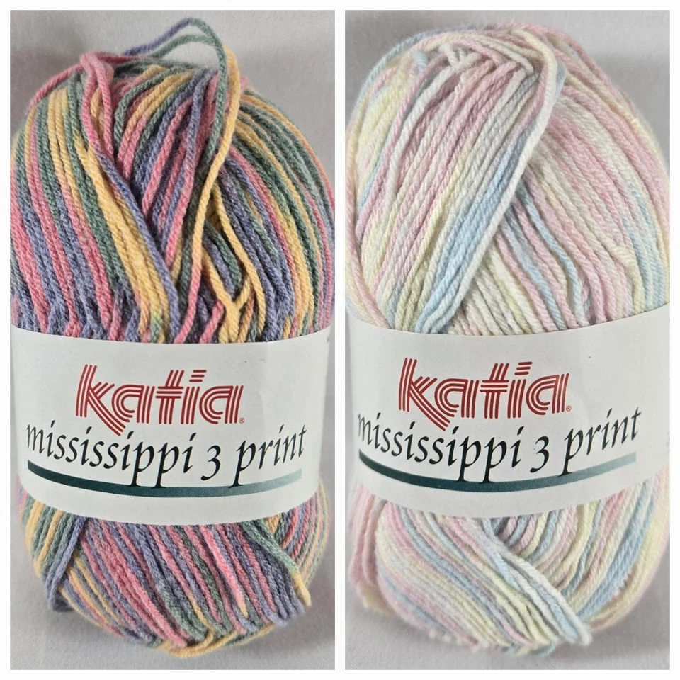 Katia Yarn Mississippi 3 print 60% Cotton 40% Acrylic 230y 50g  1.75oz - Image 1 of 1