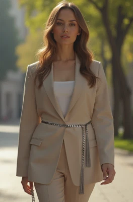 Damen Silber Metal Fransen Quasten Kette Schöne Gürtel Skinny Bandgröße M L XL - Bild 1 von 4