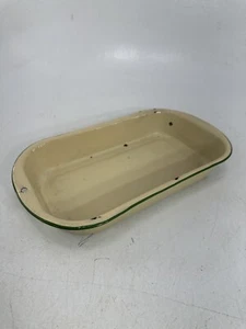 Pentola Smaltata Retro Giallo Finitura Verde Piatto Casseruola 16X9 Vintage - Foto 1 di 14