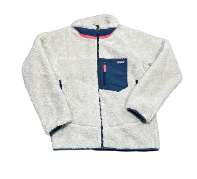 Patagonia Retro X Sherpa Fleece Full Zip Up Jacket Youth Kids Large Natural Blue - Image 1 of 4