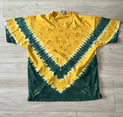 Rare 90s Cheesehead Green Bay Packers Liquid Blue Vtg shirt Sz L -XL Tie Dye NFL Cover