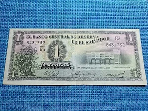 🇸🇻 El Salvador 1 Colon 1956 BA P-90b VF+ banknotes 011325-2 - Picture 1 of 11