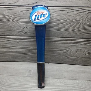 Miller Lite Beer Tap Handle - Blue Acrylic w/Chrome Threaded Base - 12".  - Picture 1 of 10