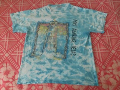 Camiseta De Colección Port Aransas Texas Camiseta Tie Dye Tx Faro Arte Tultex Años 90 Foto 1 de 4