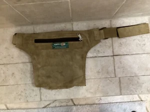 Happy Cow Pocket Belt Brown Recycled Leather Fanny Pack hook & loop zip Pocket - Picture 1 of 4