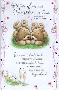 Son And Daughter In Law Wedding Anniversary Card Large Cute Design 9"x6" - Picture 1 of 4