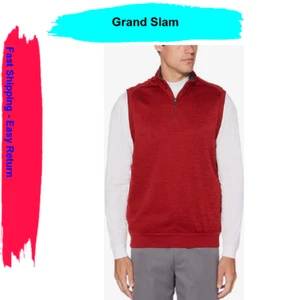 Grand Slam Men's Water-Repellent Fleece 1/4 Golf Vest,Dark Red Heather,X-Large - Picture 1 of 1