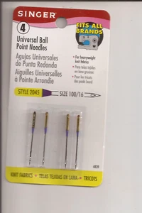 Aghi per macchina da cucire Singer punta a sfera 100/16 stile 2045 universali confezione da 4 - Foto 1 di 2