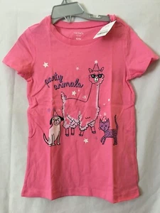 NWT Carter's Llama Puppy Dog Cat Tee Shirt Top Girls Short Sleeve Pink 6/6x, 7 - Picture 1 of 1