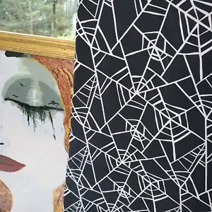 Black Spider Web Tablecloth Geometric Black & White 83" x x 58" Target - Picture 1 of 24