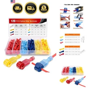 Wire Terminals T-Tap Splice Connectors Kit 120 Pcs Auto Marine Home - Picture 1 of 10