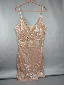 AARFAR Junior Girls Dress Gold Rose Sequined Knee Length Party Prom New W/Tag - Picture 1 of 16