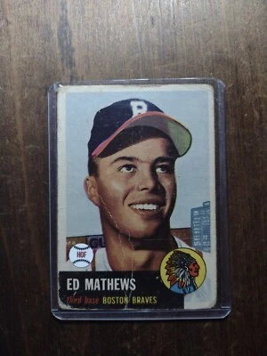 1953 TOPPS 37 ED MATHEWS BOSTON BRAVES (cartão do 2º ano) Leia  - Imagem 1 de 3