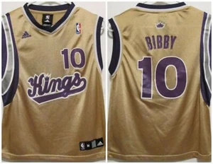 NBA Sacramento Kings Boys Medium 10-12 #10 Bibby Gold Screened Basketball Adidas - Picture 1 of 12