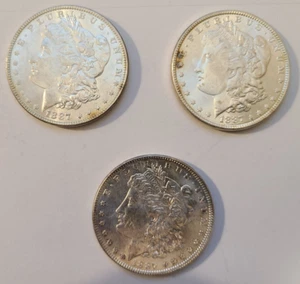 3 qty 1887 CH BU Better KEY Date Morgan Silver Dollar Lot Gorgeous Coins - Picture 1 of 12
