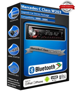 Autoradio Mercedes C Class DEH-S320BT, Kit Bluetooth USB CD MP3 AUX In - Immagine 1 di 4