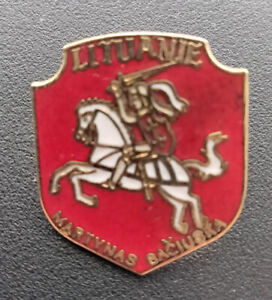 Vintage French LITUANIE Lithuania Martynas Bačiuska Coat of Arms VYTIS pin