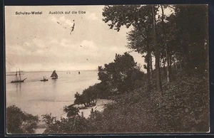Schulau-Wedel, Ausblick auf die Elbe, Ansichtskarte 1925 - Bild 1 von 2