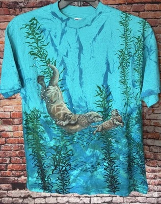 Vintage 1993 Local Color Seals Ocean All Over Print Single Stitch T-Shirt Size L - Image 1 of 4