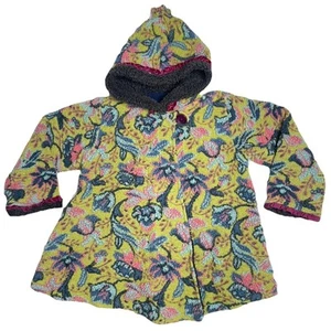 Corky & Company Wool Blend 3D Floral Coat WHood Zip Up Ruffles Kids Size 8 - Picture 1 of 9