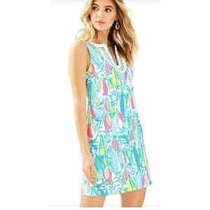 Lilly Pulitzer Harper Etuikleid Damen Small Blau Weiß Blumen Tropical - Bild 1 von 10