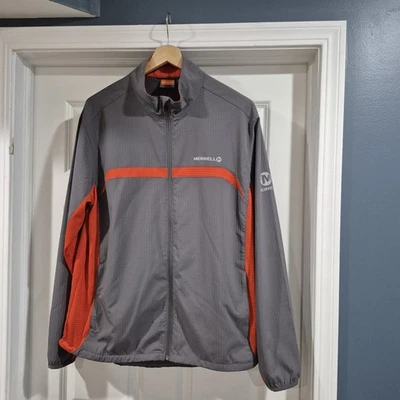 Merrell Jacket Mens XL Orange Gray Full Zip Wind Running Hiking Lightweight - Image 1 of 4