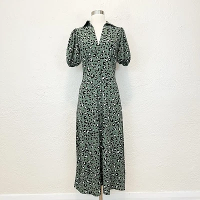 ASOS дизайн платье Midi макси зеленый цветочный рубашка платье кнопка спереди размер 4 - Изображение 1 из 4