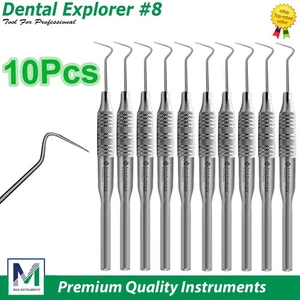 10 instrumentos dentales Explorer de un solo extremo, # 8 para dentistas de cálculo de caries - Imagen 1 de 4