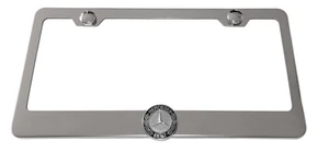 Marco de matrícula de acero inoxidable emblema Mercedes Benz AMG 3D libre de óxido con tapa - Imagen 1 de 4