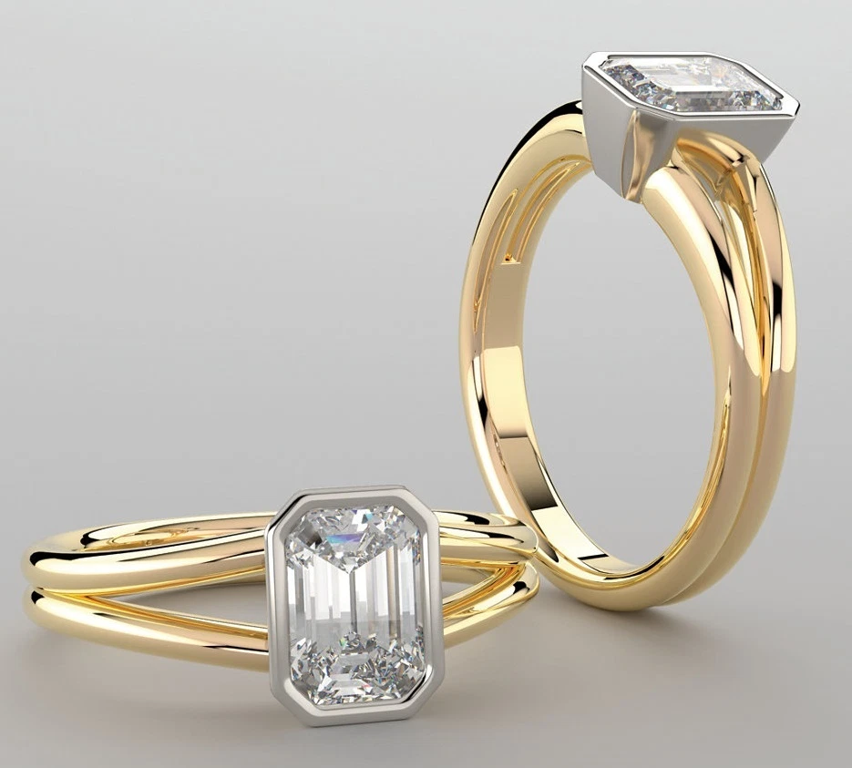 1.01 carat Emerald cut Diamond Engagement Wedding Ring 14k Yellow Gold G VS - Image 1 of 1