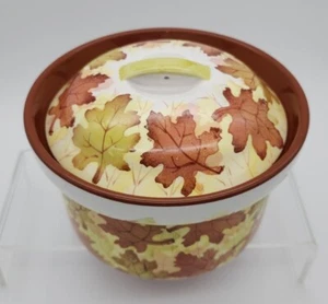 Nantucket Cookware Scattered Leaves Casserole Dish Bowl Lid 3.5" H 6.5" W - Picture 1 of 6
