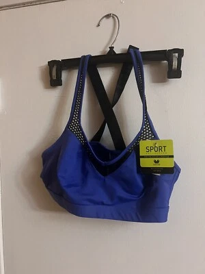 WACOAL~38 A/B~852214~ Sujetador deportivo de impacto medio azul/negro deslumbrante sin cables Foto 1 de 3