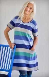 GUDRUN SJODEN (Size: M) Striped Linen/Cotton Knit Tunic - Picture 1 of 5