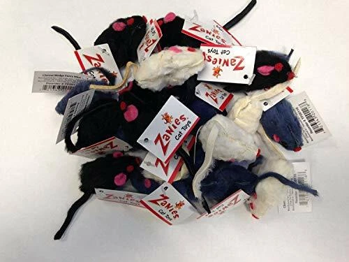 20 Furry Rattling Mice Catnip  Made Of Real Rabbit Fur Cat Toy Mouse Fun play - Image 1 of 2