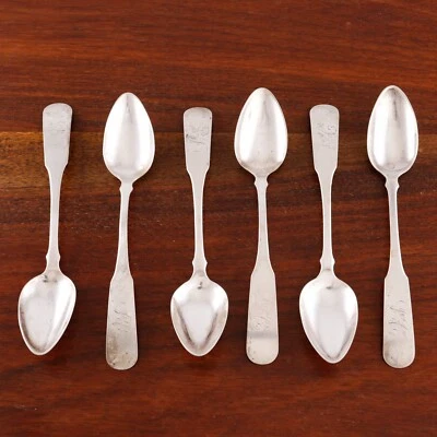 6 PHINEAS CARLTON HAVERHILL MA (ATT.) MONEDA AMERICANA CUCHARADITAS PLATA c.1810 Foto 1 de 4