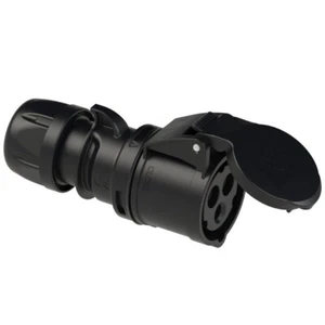 PCE Black 16 Amp 3 Pin 2P+E 240V Female Round Socket 16A Ceeform Commando IP44 - Picture 1 of 1