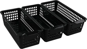 Kleine Kunststoff Aufbewahrungskörbe, schwarz, 11,6" L x 5" B x 3,4" H, 6er Set - Bild 1 von 7
