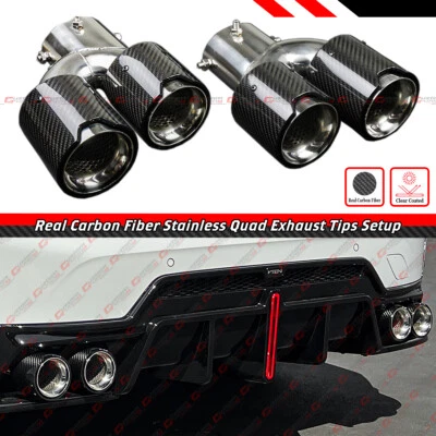FOR BMW M240i M440i M550i Z4 M40i CARBON FIBER STAINLESS STEEL QUAD EXHAUST TIP - Image 1 of 4