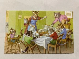 Vintage Alfred Mainzer Katzen Kätzchen Farbdruck Postkarte Belgien 4850 Tischüberlauf - Bild 1 von 2
