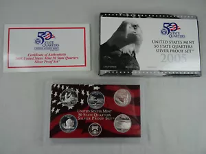 2005-S Silver Quarter Proof Set 5 Coins OGP & COA 90% US Mint Statehood - Picture 1 of 5