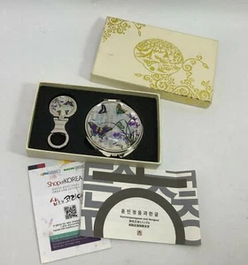 Butterfly Makeup Cosmetic Compact Mirror w/Key Chain Ring Korean vintage - Afbeelding 1 van 12
