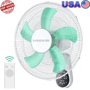 16 In Wall Mount Fan 5-Blade 5-Speed Timer Oscillating Remote Office Bedroom New - Picture 1 of 5