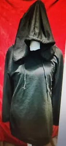 Mujer Sudadera Mangas Largas Calce Ajustado Punk Gótico Negro Sudadera con Capucha Pulóver Pequeño - Imagen 1 de 3