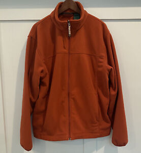 LL Bean Jacket Men's Large Tall Orange Full Zip Fleece Long Sleeve Sweater
