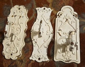 3 Cast Iron Coat Hooks Skeleton Key In Lock Victorian Bath Hallway - Picture 1 of 4